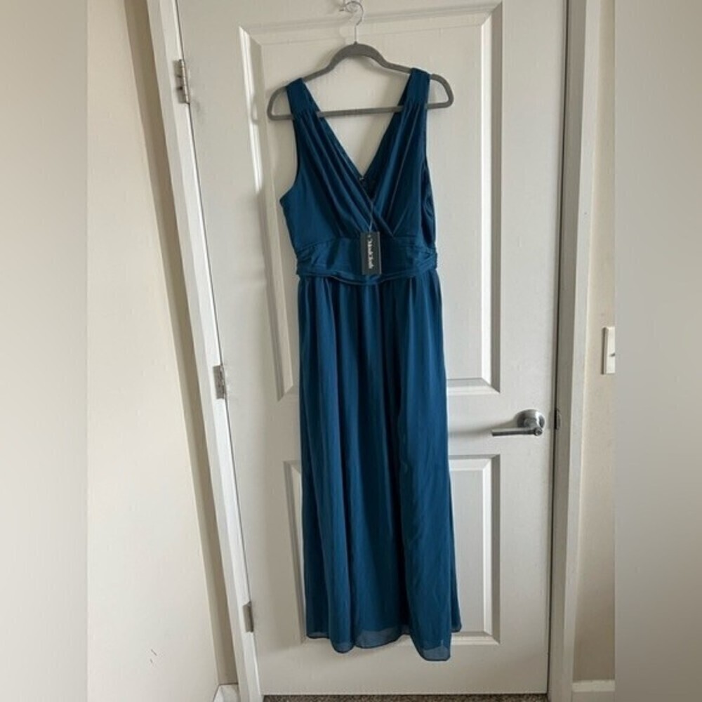 Nwt ModCloth Embracing Grace Peacock Blue Maxi Bridesmaid Formal Dress…